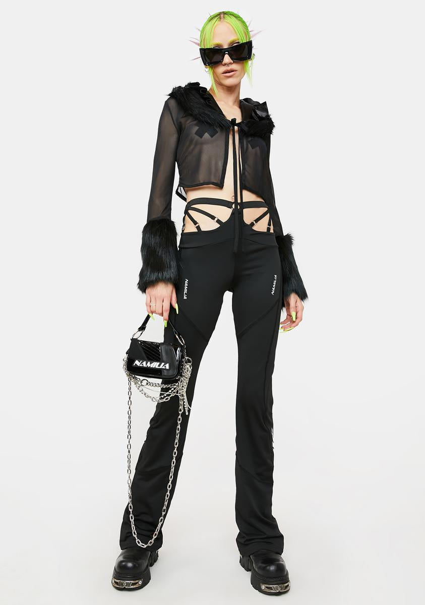 Namilia Vulva Collar Mesh Cardigan Black Dolls Kill