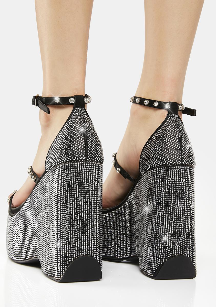 AZALEA WANG Rhinestone Wedge Heels Black Dolls Kill