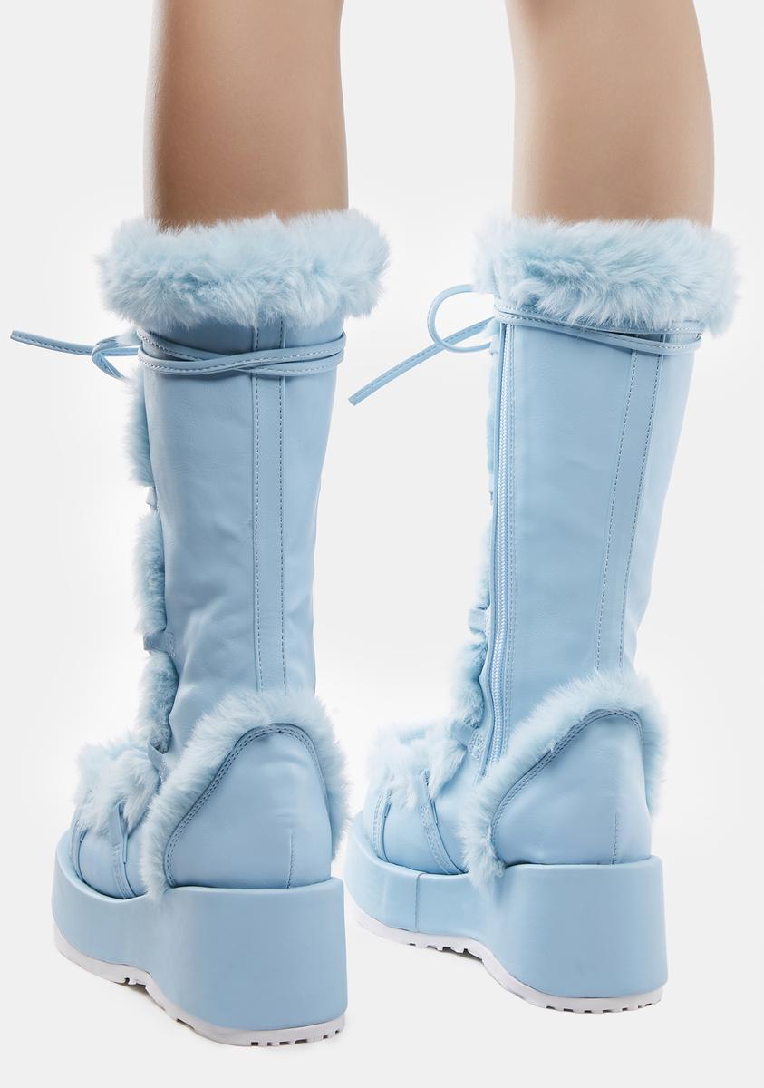 【Anyone more】Rail banding fur padded boots FLOSSIE | Faux Fur Cuff Wedge Booties – LINEA Paolo Shoes