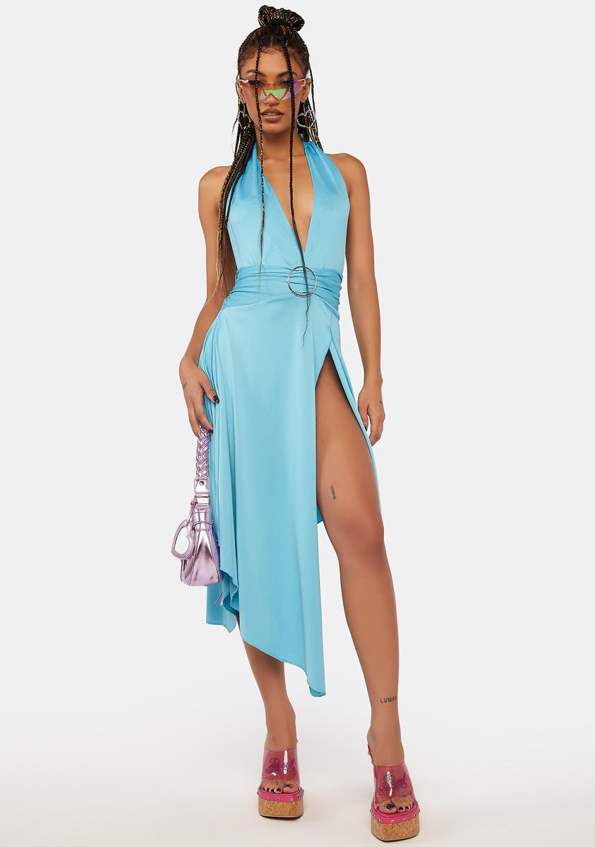 Jaded London Plunging Halter Midi Dress - Aqua – Dolls Kill