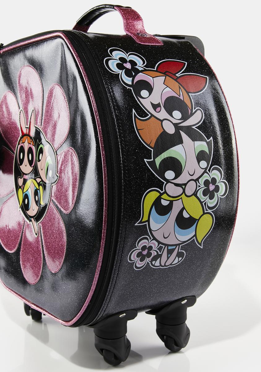 Dolls Kill X Powerpuff Girls Sparkly Flower Round Rolling Suitcase