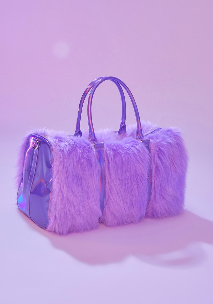 Current Mood Holographic Mushroom Faux Fur Weekender Bag – Dolls Kill