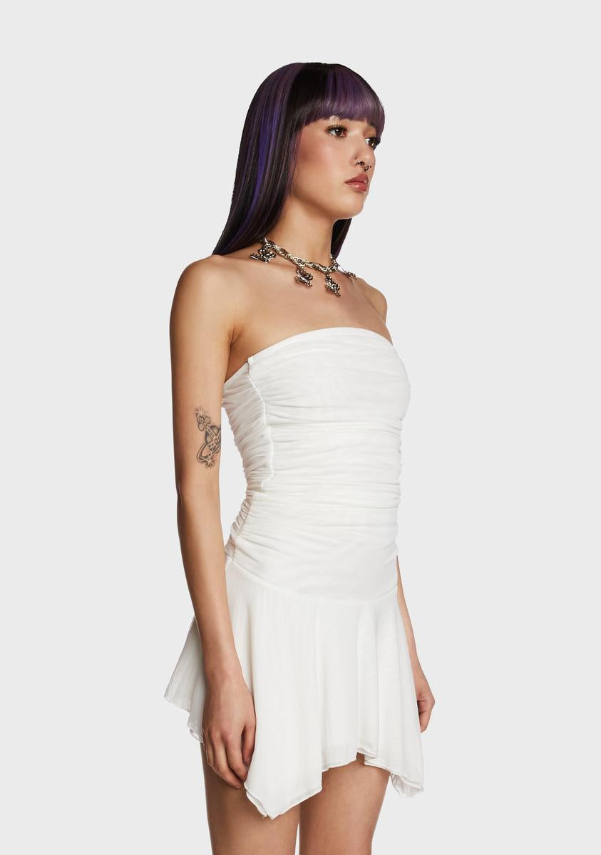 Tube Top Dress With Ruffled Skirt