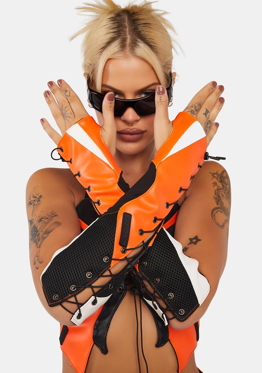 Orange Moto Lacing Cuffs Namilia