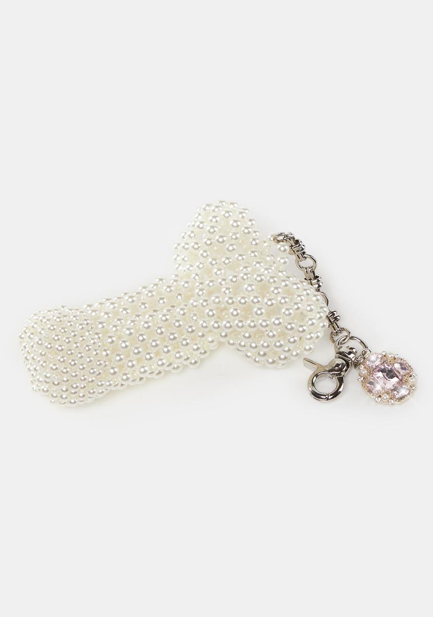 No Dress Dick Shaped Beaded Keychain - White – Dolls Kill